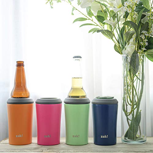 Zak Designs Durable 18/8 Stainless Steel with Vacuum Insulated Can and Bottle Cooler, Great for Cold Drinks Stay Cold in Pool and Party (12oz, Pistachio, BPA Free)