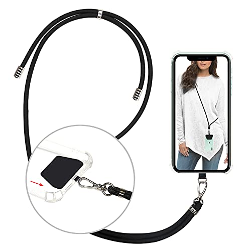 takyu Phone Lanyard, Universal Cell Phone Lanyard with Adjustable Nylon Neck Strap, Phone Tether Safety Strap Compatible for Most Smartphones (Black)