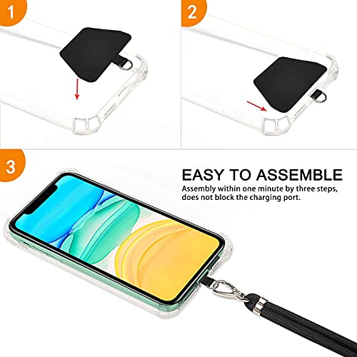 takyu Phone Lanyard, Universal Cell Phone Lanyard with Adjustable Nylon Neck Strap, Phone Tether Safety Strap Compatible for Most Smartphones (Black)