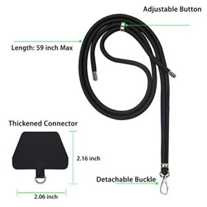 takyu Phone Lanyard, Universal Cell Phone Lanyard with Adjustable Nylon Neck Strap, Phone Tether Safety Strap Compatible for Most Smartphones (Black)