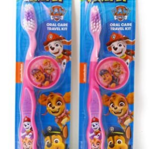 Firefly Nickelodeon Paw Patrol Kids Toothbrushes with Suction Cup and Toothbrush Cap - for Girls 3+ yrs. (2 Count (Pack of 1), Pink)