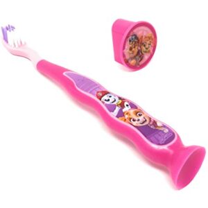 Firefly Nickelodeon Paw Patrol Kids Toothbrushes with Suction Cup and Toothbrush Cap - for Girls 3+ yrs. (2 Count (Pack of 1), Pink)