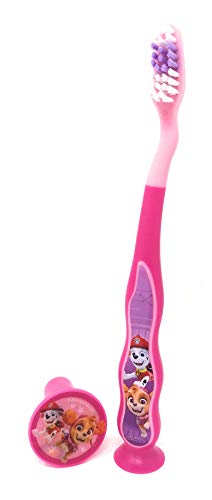 Firefly Nickelodeon Paw Patrol Kids Toothbrushes with Suction Cup and Toothbrush Cap - for Girls 3+ yrs. (2 Count (Pack of 1), Pink)