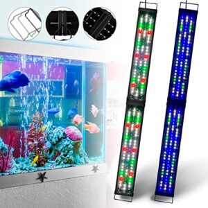 kzkr upgraded aquarium light 48-60 inch remote control multi-color led hood lamp dimmable timing for freshwater marine plant fish tank light decorations
