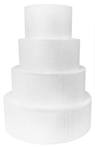 shape innovation - 4 piece round cake dummy set 6", 8", 10" & 12" by 4" thick. perfect for wedding cakes, birthday cakes, display cakes, window displays, parties