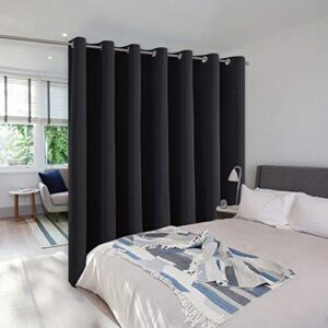 nicetown room separating divider, room divider curtain screen partition, function thermal blackout patio door curtain panel, sliding door insulated curtain for patio, black, 12.5ft wide x 8ft long