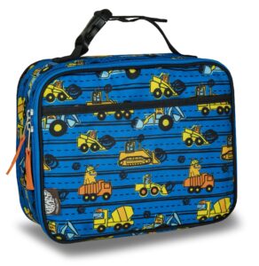 lone cone kids' insulated lunch box - fun patterns for boys and girls, construction monsters, standard