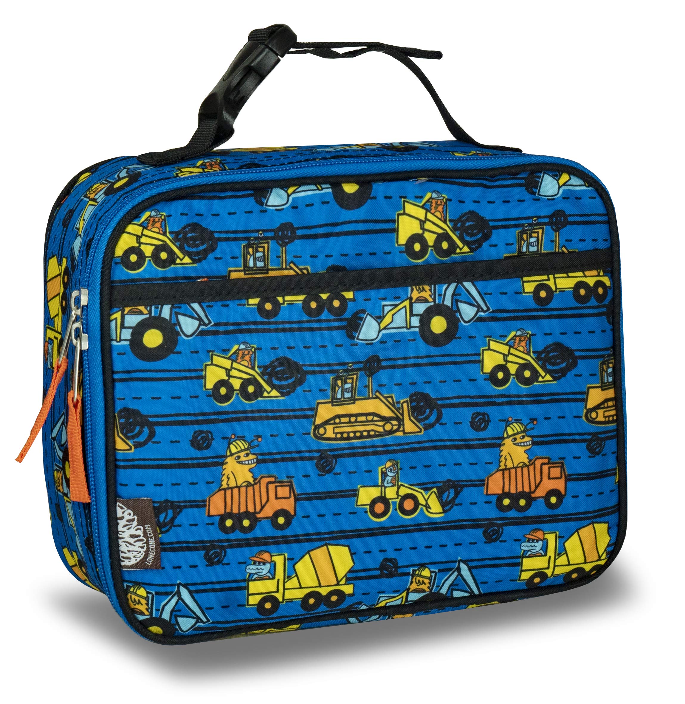 Lone Cone Kids' Insulated Lunch Box - Fun Patterns for Boys and Girls, Construction Monsters, Standard