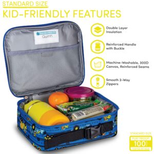 Lone Cone Kids' Insulated Lunch Box - Fun Patterns for Boys and Girls, Construction Monsters, Standard