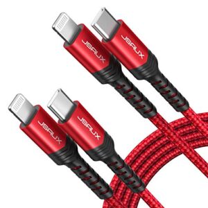 jsaux usb c to lightning cable [2 pack 6ft], [apple mfi certified] iphone 13 charger cable compatible with iphone 14/13 pro/13 pro max/12 pro/11 pro max/x/xs/xr/8, ipad 9th 2021, airpods pro-red