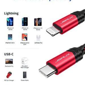 JSAUX USB C to Lightning Cable [2 Pack 6FT], [Apple MFi Certified] iPhone 13 Charger Cable Compatible with iPhone 14/13 Pro/13 Pro Max/12 Pro/11 Pro Max/X/XS/XR/8, iPad 9th 2021, AirPods Pro-Red