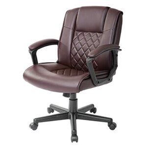 qulomvs ergonomic office desk chair with wheels back support computer executive task chair with arms 360 swivel (brown)