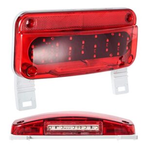 Partsam Rectangular Red LED RV Camper Trailer Stop Turn Brake Tail Lights White License Plate Light 49 LED with License Bracket Holder and White Base 12V Sealed w Reflex Surface Mount (Left + Right)