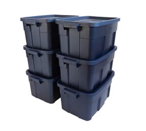 rubbermaid roughneck️ storage totes 14 gal, durable stackable storage containers, great for dry food storage, clothing, camping gear and more, 6-pack