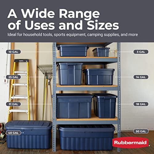 Rubbermaid Roughneck️ Storage Totes 14 Gal, Durable Stackable Storage Containers, Great for Dry Food Storage, Clothing, Camping Gear and More, 6-Pack