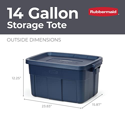 Rubbermaid Roughneck️ Storage Totes 14 Gal, Durable Stackable Storage Containers, Great for Dry Food Storage, Clothing, Camping Gear and More, 6-Pack