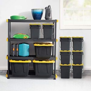 Black & Yellow 5-Gallon Bucket Tough Storage Containers, Stackable, 3-Pack