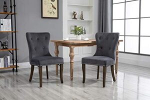 harper&bright designs set of 2 victorian dining chair upholstered accent chair with upgraded size 18.7'' x 19.7'' x 36.4 '' (grey)