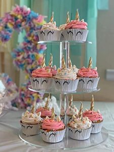 hmrovoom acrylic cupcake holder,cupcake tier stands, clear acrylic cupcake stand,cupcake rack for party wedding birthday 3 tier round(4.7 "between 2 layers)