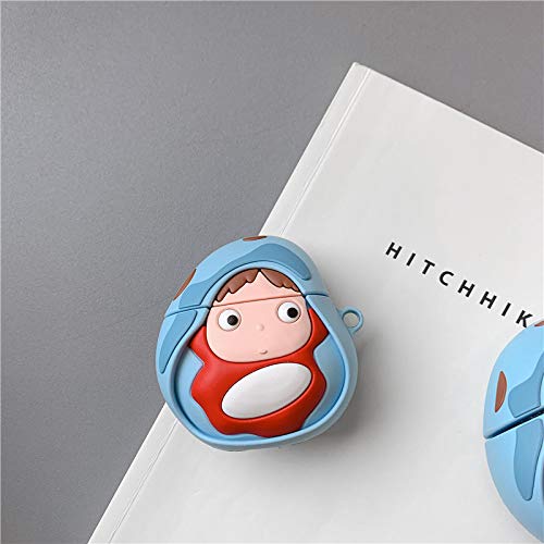 Ultra Thick Soft Silicone Goldfish Case with Bag Hook Clip for Apple Airpods Pro 2019 Generation Wireless Earbuds 3D Cartoon Anime Character Kawaii Fun Cool Lovely Women Girls Daughter