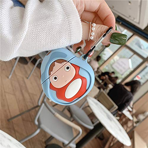 Ultra Thick Soft Silicone Goldfish Case with Bag Hook Clip for Apple Airpods Pro 2019 Generation Wireless Earbuds 3D Cartoon Anime Character Kawaii Fun Cool Lovely Women Girls Daughter