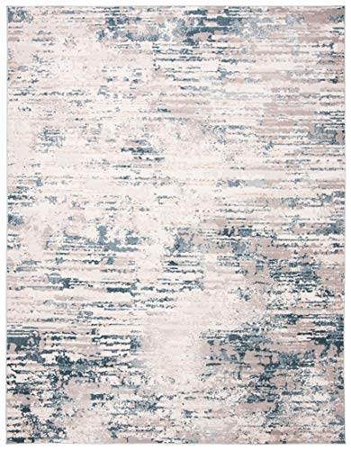 SAFAVIEH Vogue Collection 6'7" x 9' Cream / Teal VGE145A Modern Abstract Area Rug