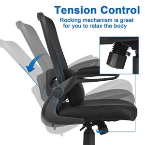 Giantex Ergonomic Desk Chair w/Portable Lumbar Pillow, Mesh Padded Seat and Flip up Armrests, Swivel Home Office Chair with Wheels, Adjustable Height Computer Desk Chair(Black)