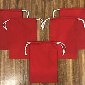 Reusable Eco friendly RED COLOR Cotton Thick Double Drawstring Muslin Bags "premium quality"-50 count pack (6 x 10)