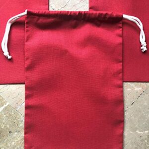 Reusable Eco friendly RED COLOR Cotton Thick Double Drawstring Muslin Bags "premium quality"-50 count pack (6 x 10)