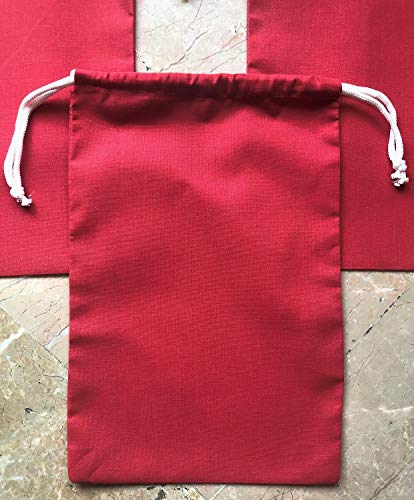 Reusable Eco friendly RED COLOR Cotton Thick Double Drawstring Muslin Bags "premium quality"-50 count pack (6 x 10)