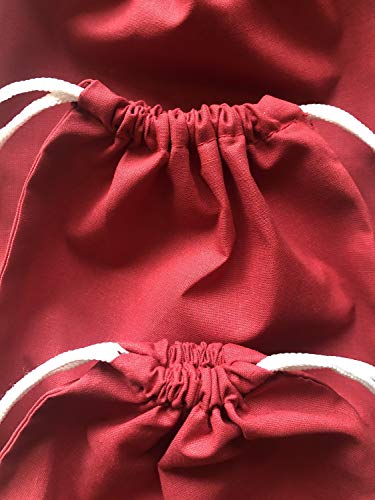 Reusable Eco friendly RED COLOR Cotton Thick Double Drawstring Muslin Bags "premium quality"-50 count pack (6 x 10)