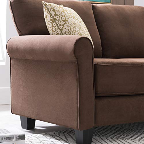 Nolany Reversible Sectional Sofa Couch for Small Apartment L Shape Sofa Couch 3-seat Sectional Corner Couch (Mahogany Brown)