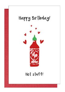 maplelon hot stuff happy birthday card, funny cute bday card for husband wife boyfriend girlfriend…