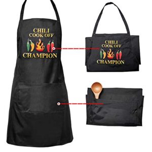 Syhood Chili Cook Off Aprons Black Bib Cook Off Aprons Waterproof Aprons for Kitchen Crafting BBQ Drawing Outdoors