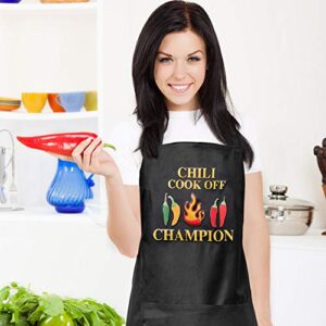 Syhood Chili Cook Off Aprons Black Bib Cook Off Aprons Waterproof Aprons for Kitchen Crafting BBQ Drawing Outdoors