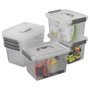 lesbin 6-pack plastic storage box, 6 l clear storage bins with lid