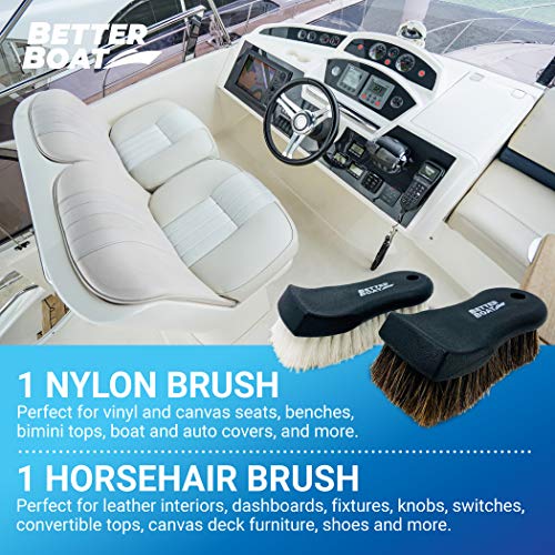 Upholstery Brush Set Carpet Brush Car Cleaning Brush Horse Hair Brush and Car Brush Horsehair Detailing for Car Upholstery Cleaner Leather Brush, Interior, Boat, Couch and Sofa