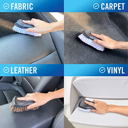 Upholstery Brush Set Carpet Brush Car Cleaning Brush Horse Hair Brush and Car Brush Horsehair Detailing for Car Upholstery Cleaner Leather Brush, Interior, Boat, Couch and Sofa