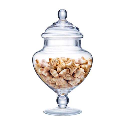 Diamond Star Clear Glass Apothecary Jars, Candy Buffet Display, Elegant Storage Jar, Decorative Wedding Candy Organizer Canisters (Height: 9" Body: 5")