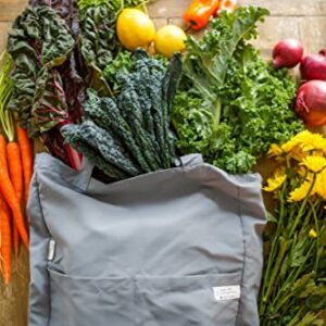 Full Circle Unise Reusuable Reusable Grocery Tote and 3 Reusable Produce Bags, Gray, Reusable Tote Market Bag