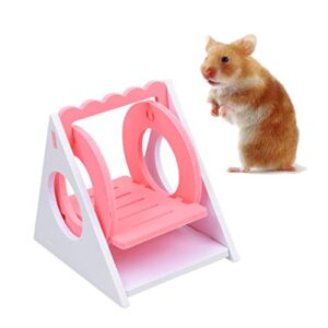 POPETPOP Hamster Toys Swing Wooden Hanging Triangle Swing Pet Hammock Mouse Rat Hamster Playing Rocking Chair Toy for Small Pet (Need to Assemble)