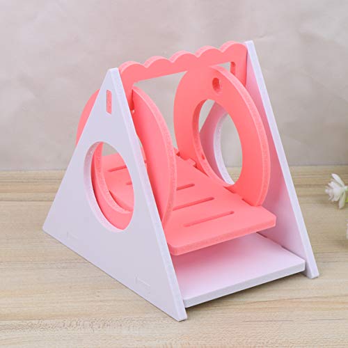 POPETPOP Hamster Toys Swing Wooden Hanging Triangle Swing Pet Hammock Mouse Rat Hamster Playing Rocking Chair Toy for Small Pet (Need to Assemble)