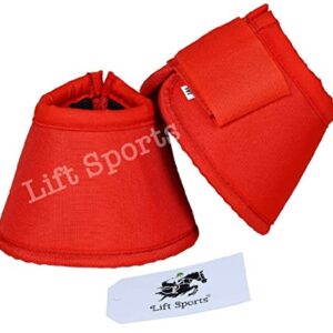 Lift Sports Horse Bell Boots 8 Colors Over Reach No Turn Bell Boots Wrap Tack Protection Equine (Medium, Orange)