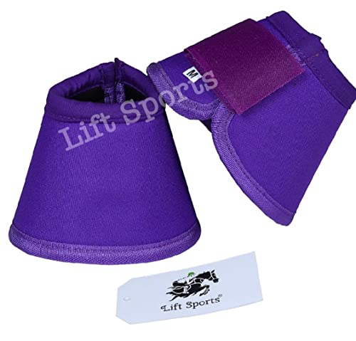 Lift Sports Horse Bell Boots 8 Colors Over Reach No Turn Bell Boots Wrap Tack Protection Equine (Medium, Orange)