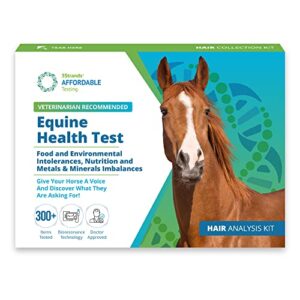 5strands equine health test, environmental & food intolerance, nutrition, metals and minerals imbalances, at home horse hair sample collection kit, results in 7 days works for all ages and breeds