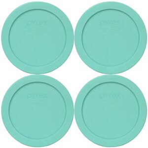 pyrex bundle - 4 items: 7200-pc 2-cup sea glass plastic food storage lid, made in the usa