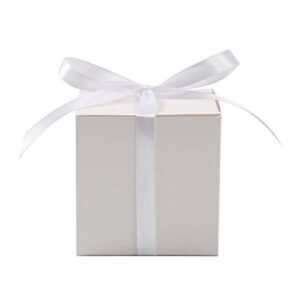 COTOPHER 100pcs Small Gift Boxes, Favor Boxes 2x2x2 inches Paper Gift Boxes with Ribbons Candy Box for Wedding Favors Baby Shower Bridal Shower Birthday Party (White)