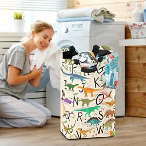 DOMIKING Laundry Storage Basket Dinosaurs Laundry Hamper Collapsible Organizer for Kids Room Dirty Cloth Toy Dorm Bag with Handle