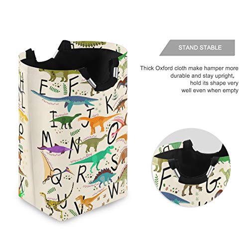 DOMIKING Laundry Storage Basket Dinosaurs Laundry Hamper Collapsible Organizer for Kids Room Dirty Cloth Toy Dorm Bag with Handle