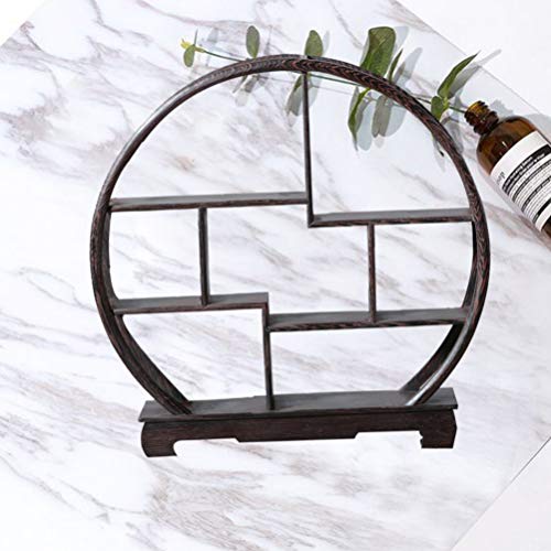 Healifty Chinese Antique Display Rack Art Retro Wall Shelf Carving Crafts Flower Pot Book Rack Organizer Shadow Box Decor for Home Desk Decoration Floating Wood Shelves